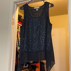 MICHAEL KORS Black Animal Print Sleeveless Scoop Neck Tank